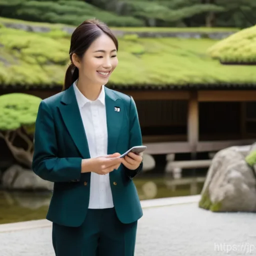 관광통역안내사 실무에 필요한 언어 능력 향상법 - **Prompt:** "A friendly and knowledgeable Japanese tour guide, a woman in her early 30s with a warm ...