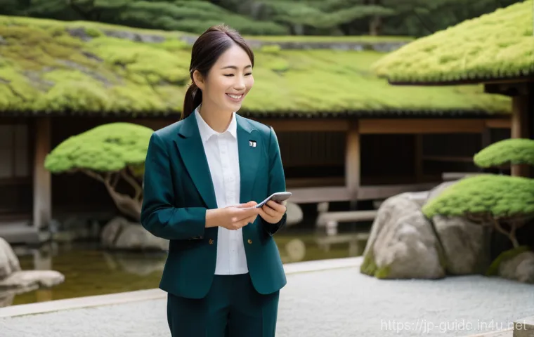 관광통역안내사 실무에 필요한 언어 능력 향상법 - **Prompt:** "A friendly and knowledgeable Japanese tour guide, a woman in her early 30s with a warm ...
