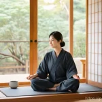관광통역안내사로서의 시간 관리 방법 - **Prompt: Morning Ritual for a Calm Start**
    A serene, candid shot of a Japanese woman, a profess...