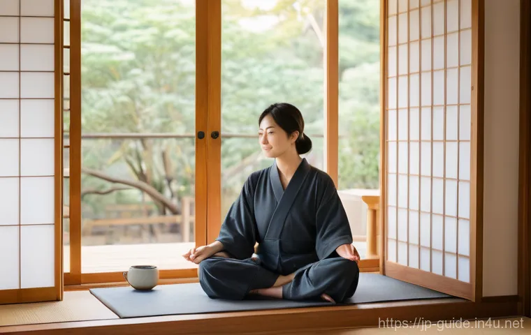 관광통역안내사로서의 시간 관리 방법 - **Prompt: Morning Ritual for a Calm Start**
    A serene, candid shot of a Japanese woman, a profess...
