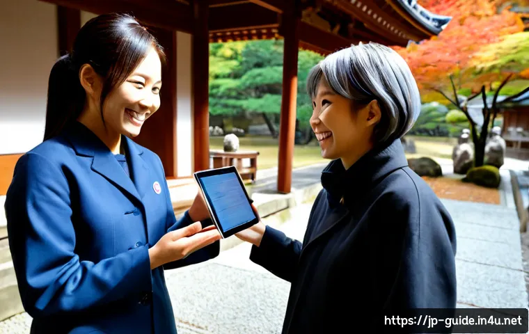 관광통역안내사로서 고객의 기대치를 초과하는 방법 - Photorealistic tourism interpreter guide warmly assisting a small group of international visitors at...